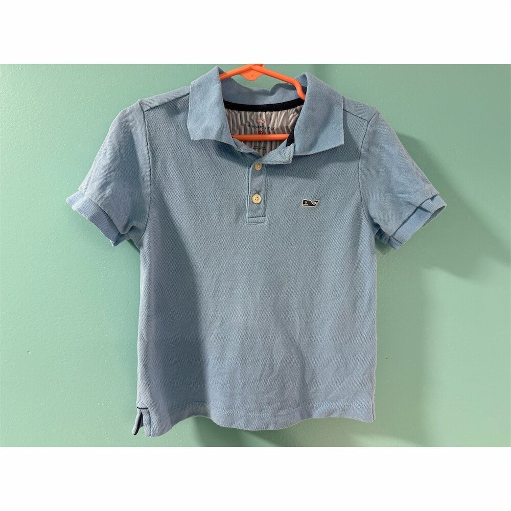 Vineyard Vines Boys Polo Shirt Size 2T Light Blue Short Sleeve Whale Logo